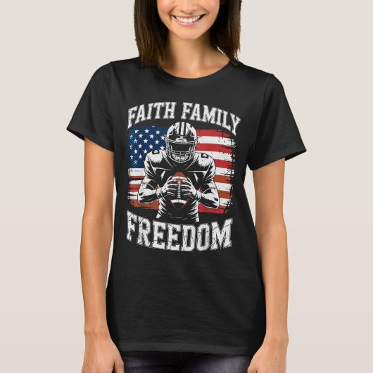 Football Faith Family Dom Patriotic Christian Foot T-shirt (Voorkant)