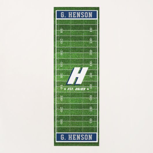 Football Fan | Aangepaste kleurenmonogram zilver | Yogamat (Voorkant)