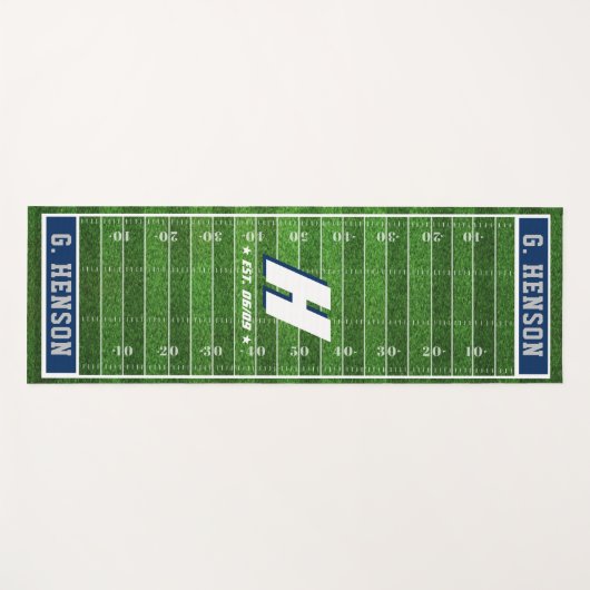 Football Fan | Aangepaste kleurenmonogram zilver | Yogamat (Voorkant (horizontaal))