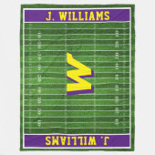 Football Fan | Aangepaste naam en kleuren | Paars Fleece Deken (Voorkant)