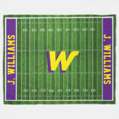 Football Fan | Aangepaste naam en kleuren | Paars Fleece Deken (Voorkant (Horizontaal))