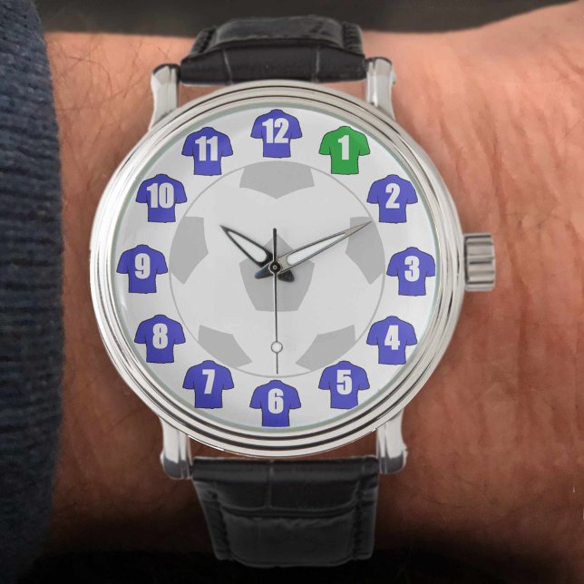 Football Fan Cadeauwacht - met blauwe Shirten Horloge (Creator heeft geüpload)