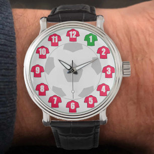 Football Fan Gift Watch - met rode Shirten Horloge