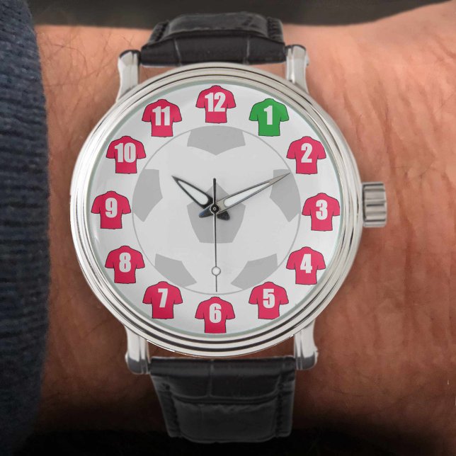 Football Fan Gift Watch - met rode Shirten Horloge (Creator heeft geüpload)