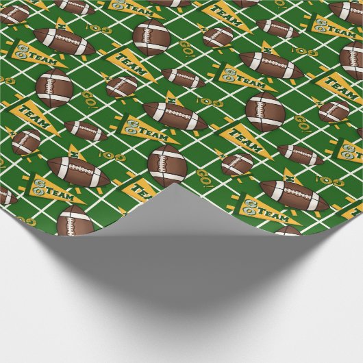 Football Fan/Green & Gold Pennants Cadeaupapier (Hoek)