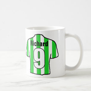 Football Fan Groen & Wit Gestreept Voetbal Shirt Koffiemok