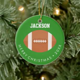 Football Fan Kinderen Aangepaste kerstfoto Keramisch Ornament