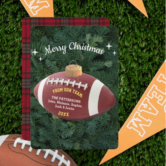Football Fan Ornament Custom Foto Kerst Kaart