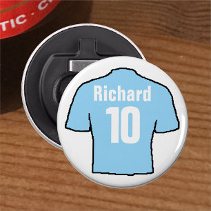 Football Fan Shirt te personaliseren.Voetbal Button Flesopener