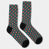 Football Fanatic Sports Pattern Teal Background Sokken (Rechts)
