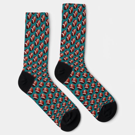 Football Fanatic Sports Pattern Teal Background Sokken (Rechts)