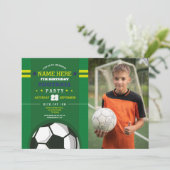 Football Feest Uitnodigen Verjaardagsjongens Foto Kaart (Staand voorkant)