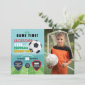 Football Feest Uitnodigen Verjaardagsjongens Foto Kaart (Staand voorkant)