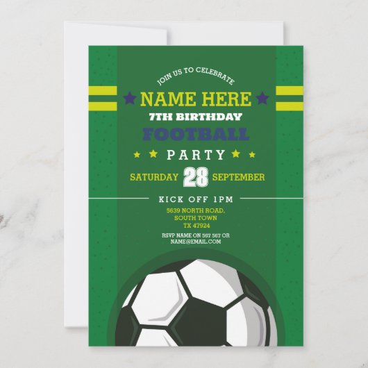 Football Feest Uitnodigen Verjaardagsjongens Uitno Kaart (Voorkant)