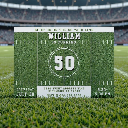 Football Field 50 Yard Line 50e verjaardagsfeest Kaart