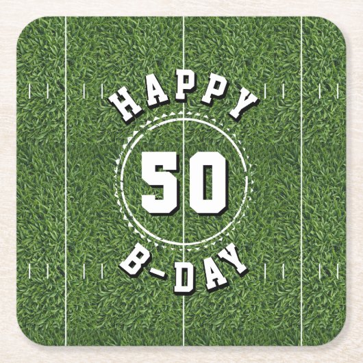 Football Field 50 Yard Line 50e verjaardagsfeest Kartonnen Onderzetters (Voorkant)
