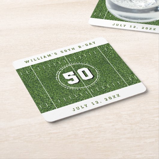 Football Field 50th Birthday Party 50 Yard Line Kartonnen Onderzetters (Schuin)