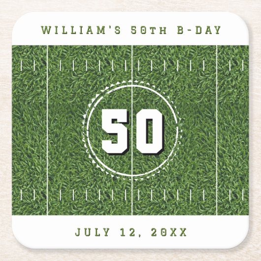 Football Field 50th Birthday Party 50 Yard Line Kartonnen Onderzetters (Voorkant)