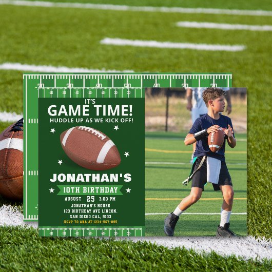  Football Field Birthday boy with Photo Kaart