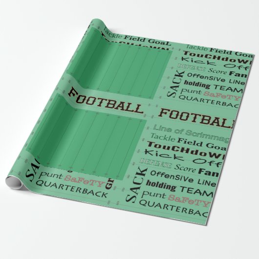 Football Field Typografie Cadeaupapier (Uitgerold)