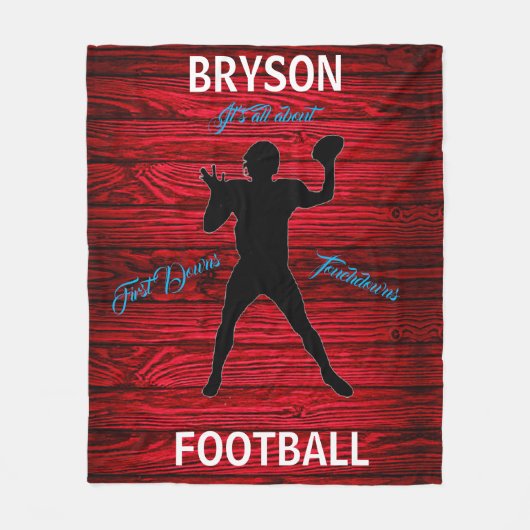 Football First Downs Touchdowns Red Wood Fleece Deken (Voorkant)