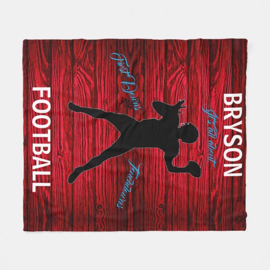 Football First Downs Touchdowns Red Wood Fleece Deken (Voorkant (Horizontaal))