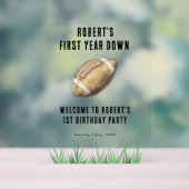 Football First Year Down 1st Birthday Party Acryl Bord (Neutraal)