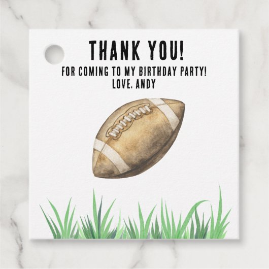 Football First Year Down Birthday Party Bedankjes Labels (Voorkant)