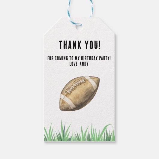 Football First Year Down Birthday Party Cadeaulabel (Voorkant)