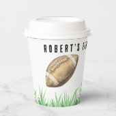 Football First Year Down Birthday Party Papieren Bekers (Voorkant)