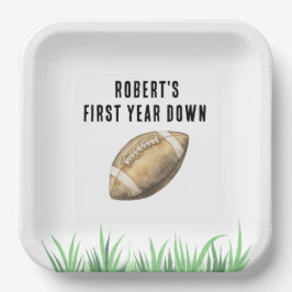 Football First Year Down Birthday Party Papieren Bordje