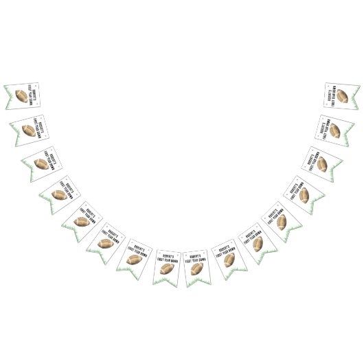 Football First Year Down Birthday Party Vlaggetjes (Alle)