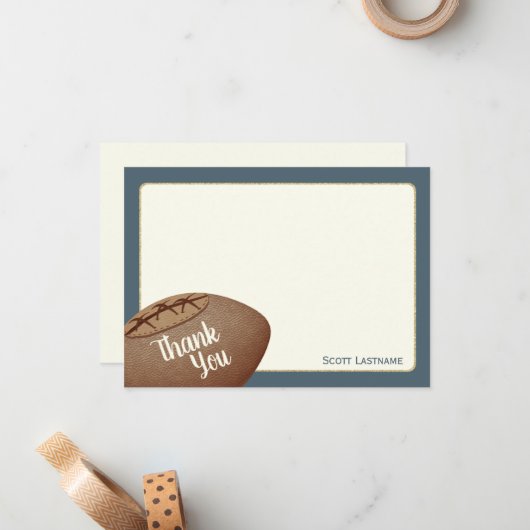 Football Flat Kaart Bedankt Opmerking Notitiekaartje (Voorkant / Achterkant in situ)