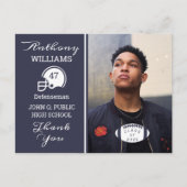 Football Foto blauw | Briefkaart wit Afstuderen (Voorkant)