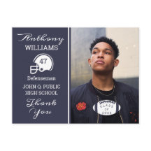 Football Foto blauw | Briefkaart wit Afstuderen