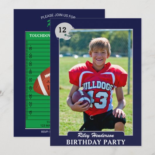 Football Foto Trading Card Birthday Party nodigt u Kaart (Voorkant / Achterkant)