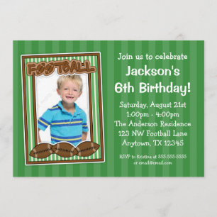 Football Foto van Birthday Party Green Invitations Kaart
