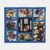 Football fotocollage Blauw Fleece Deken (Voorkant (Horizontaal))