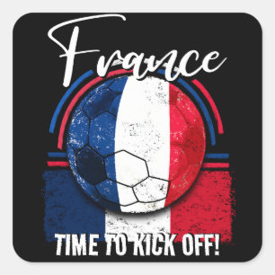 Football Frankrijk Vlag, Ball Voetbal Vierkante Sticker