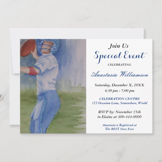 FOOTBALL FUN ARTY EVENT INVITE KAART (Voorkant)