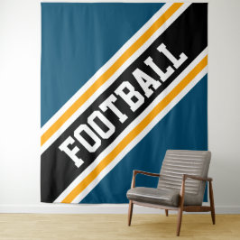 FOOTBALL Fun Bold Blauwgroen Blauw Zwart Geel Stre Wandkleed