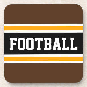 FOOTBALL Fun Bruin Atletisch Geel Zwart Strepen Bier Onderzetter