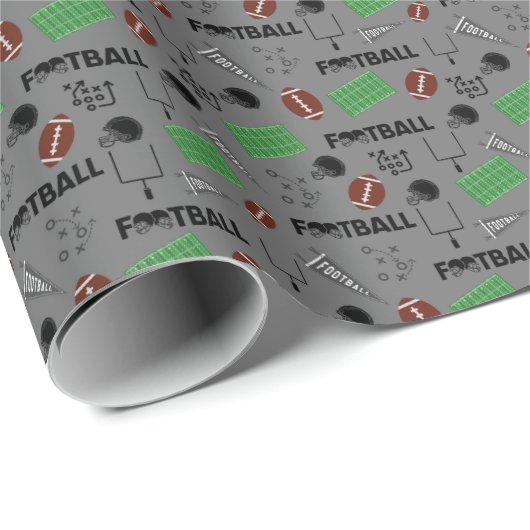 Football Fun on Grey Cadeaupapier (Rol Hoek)