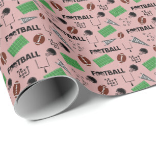 Football Fun op Dark Tea Roos Roze Cadeaupapier