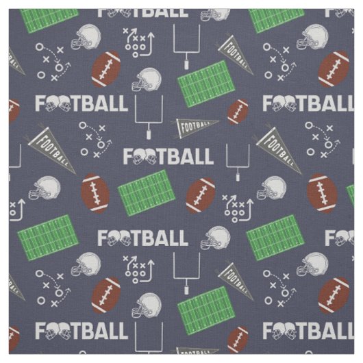Football Fun op Navy Blue Stof (Swatch)