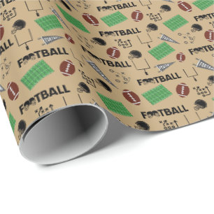 Football Fun op Tan Cadeaupapier