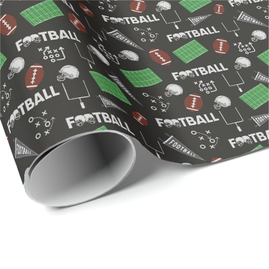 Football Fun op zwart Cadeaupapier (Rol Hoek)