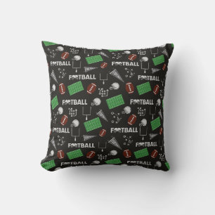 Football Fun op zwart Kussen