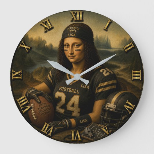Football Funny Mona Lisa Grote Klok (Voorkant)