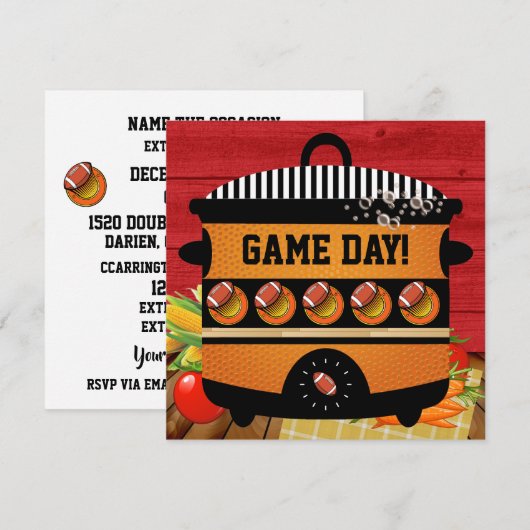 FOOTBALL GAME DAY Uitnodiging (Voorkant / Achterkant)